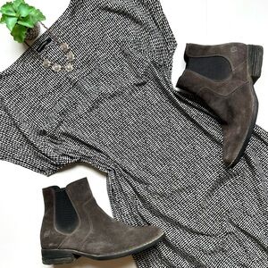 Marimekko Shft Dress Black and White Geometric Print Cap Sleeve Lagenlook Size L